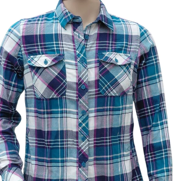 8208....Men's Deluth Trading Co. Blue Plaid Shirt Size Medium - Picture 5 of 6